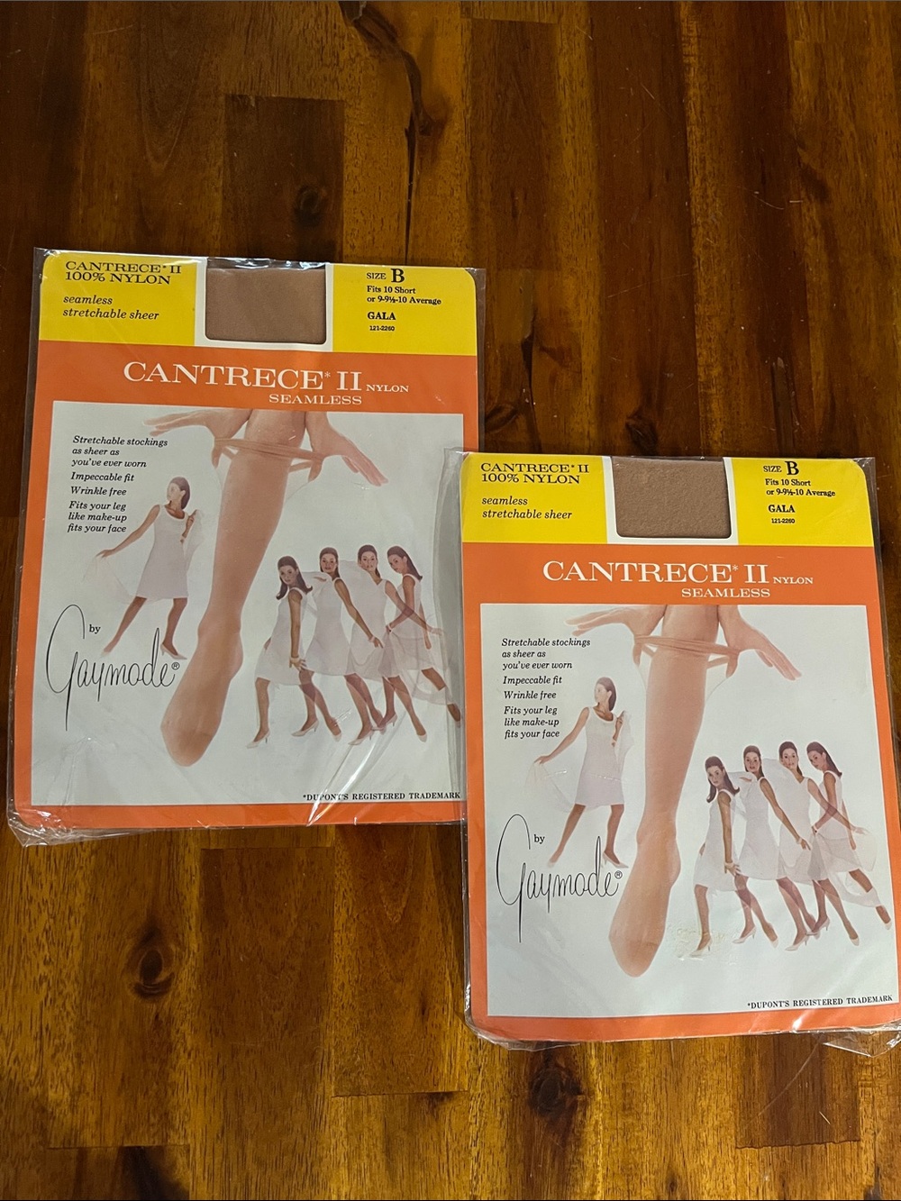 2pr Vtg Gaymode CANTRECE II Seamless Nylon  Stockings GALA Sz B 10short/9-10 Ave